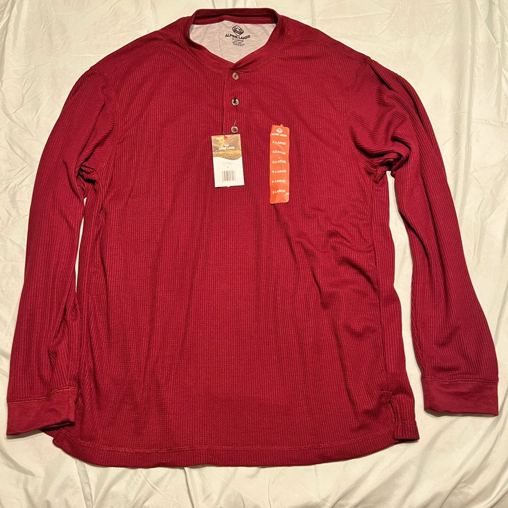 Brand New Deep Red Thermal Shirt by Alpine Lakes